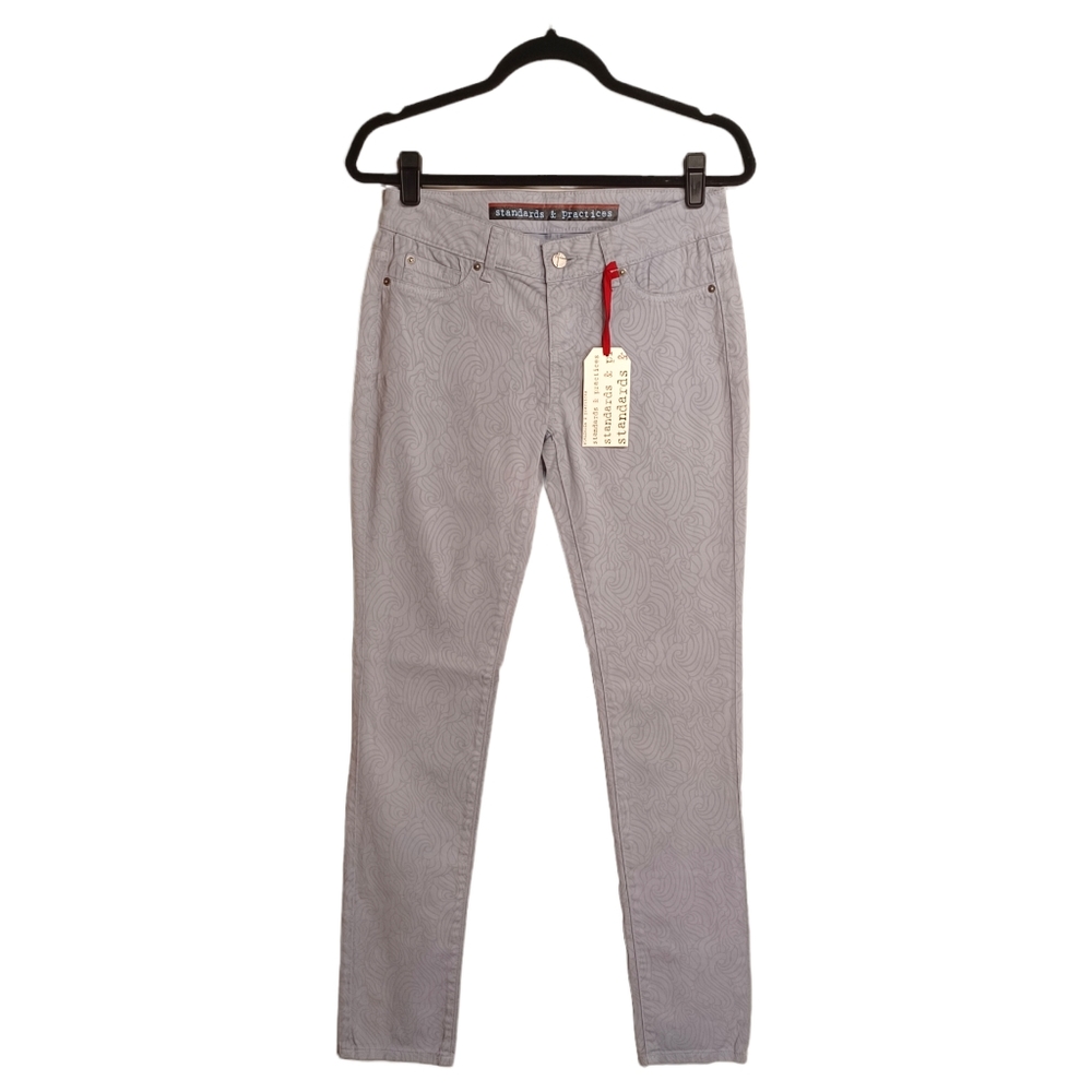 STANDARDS & PRACTICES Gray Swirl Print Arctic Ice Skinny Jeans 25 NWT